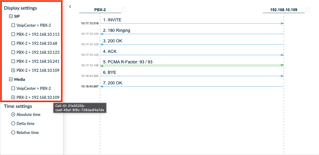 Call Flow Sidebar Display Settings Control